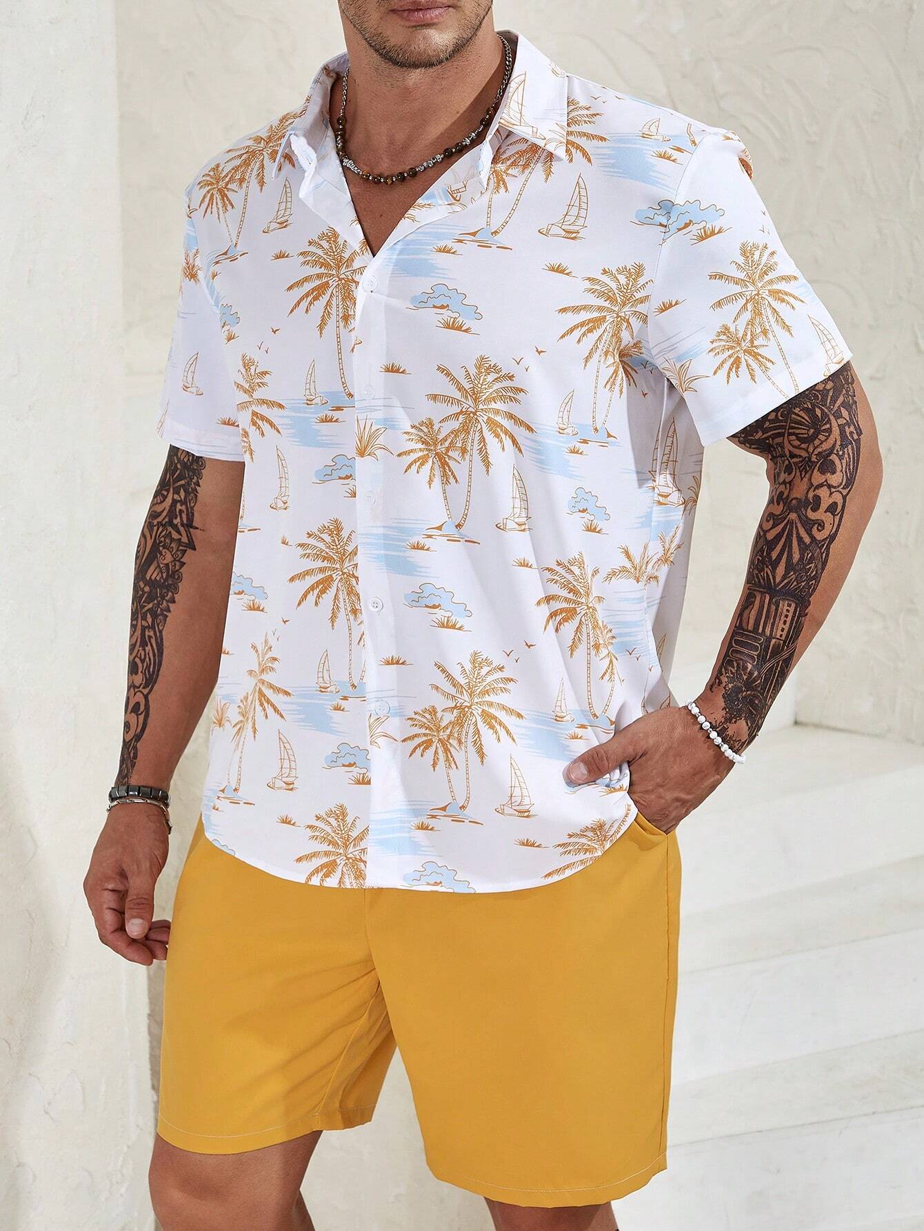 Tropical Print Shirt And Shorts-Vacay Outfit