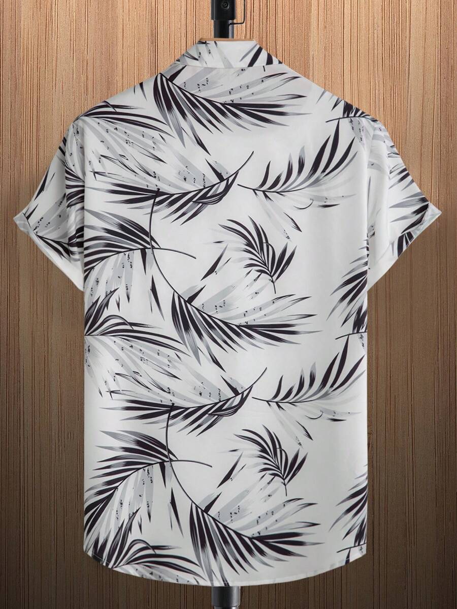Tropical Print Short Sleeve Shirts-Vacay Outfit