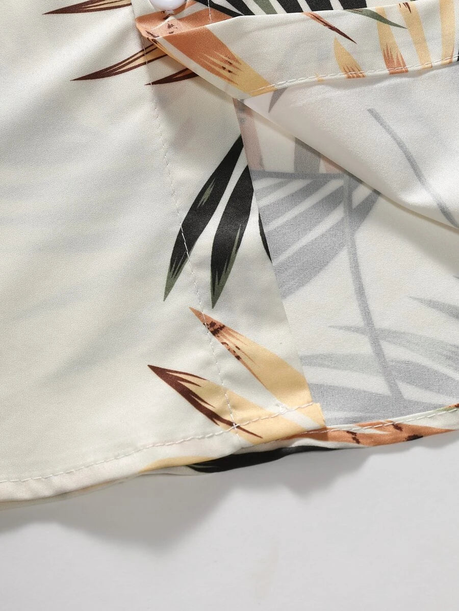 Tropical Print Short Sleeve Shirts-Vacay Outfit