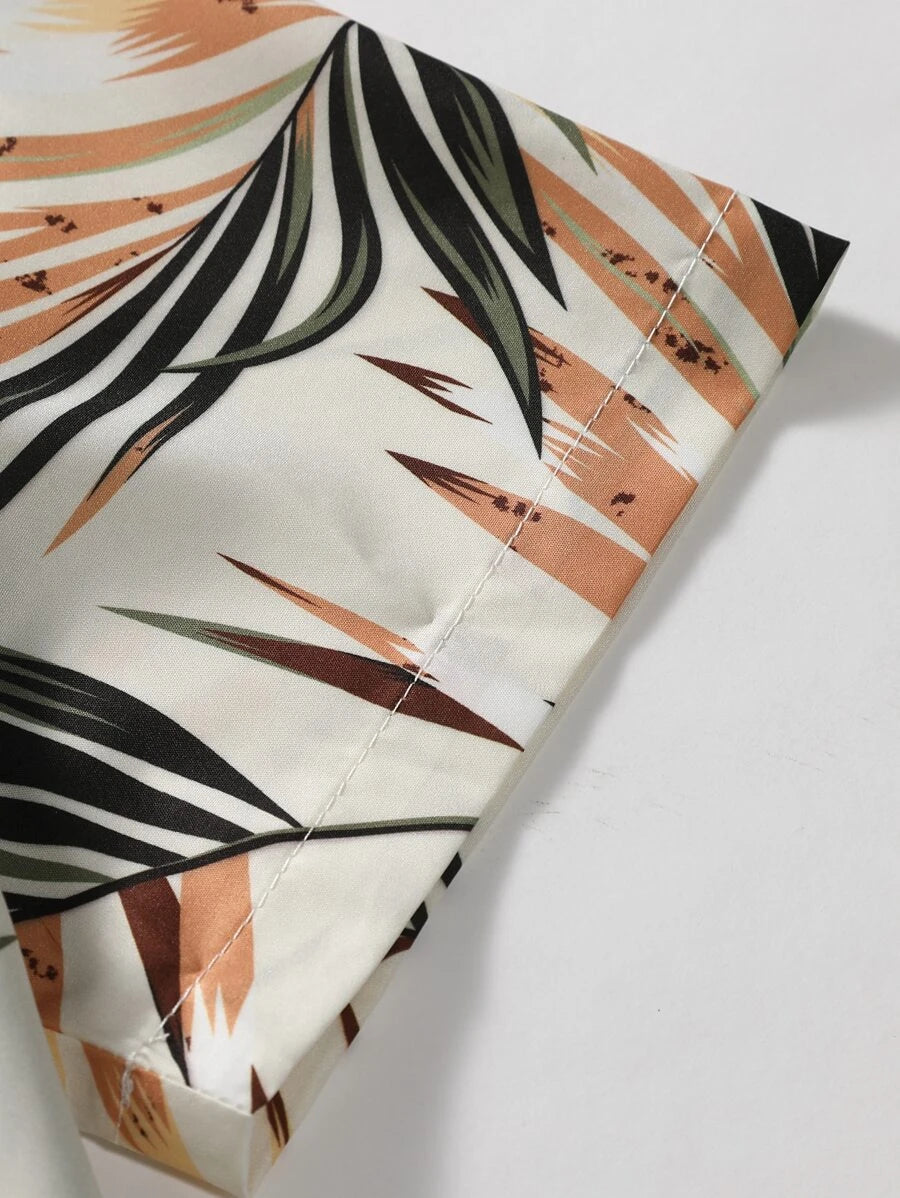 Tropical Print Short Sleeve Shirts-Vacay Outfit