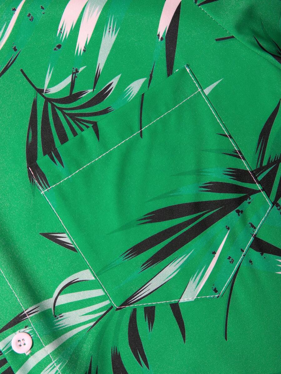 Tropical Print Short Sleeve Shirts-Vacay Outfit