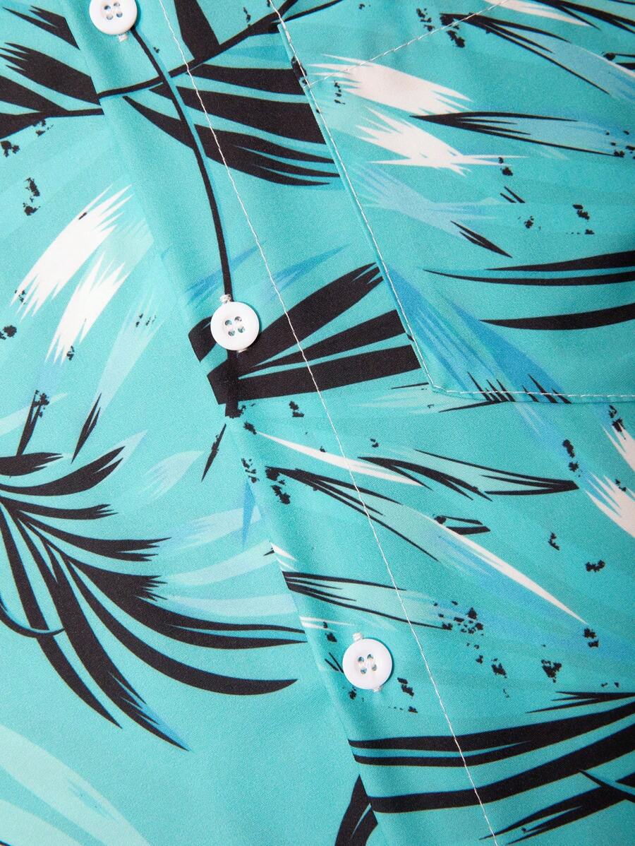Tropical Print Short Sleeve Shirts-Vacay Outfit