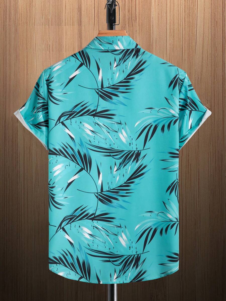 Tropical Print Short Sleeve Shirts-Vacay Outfit