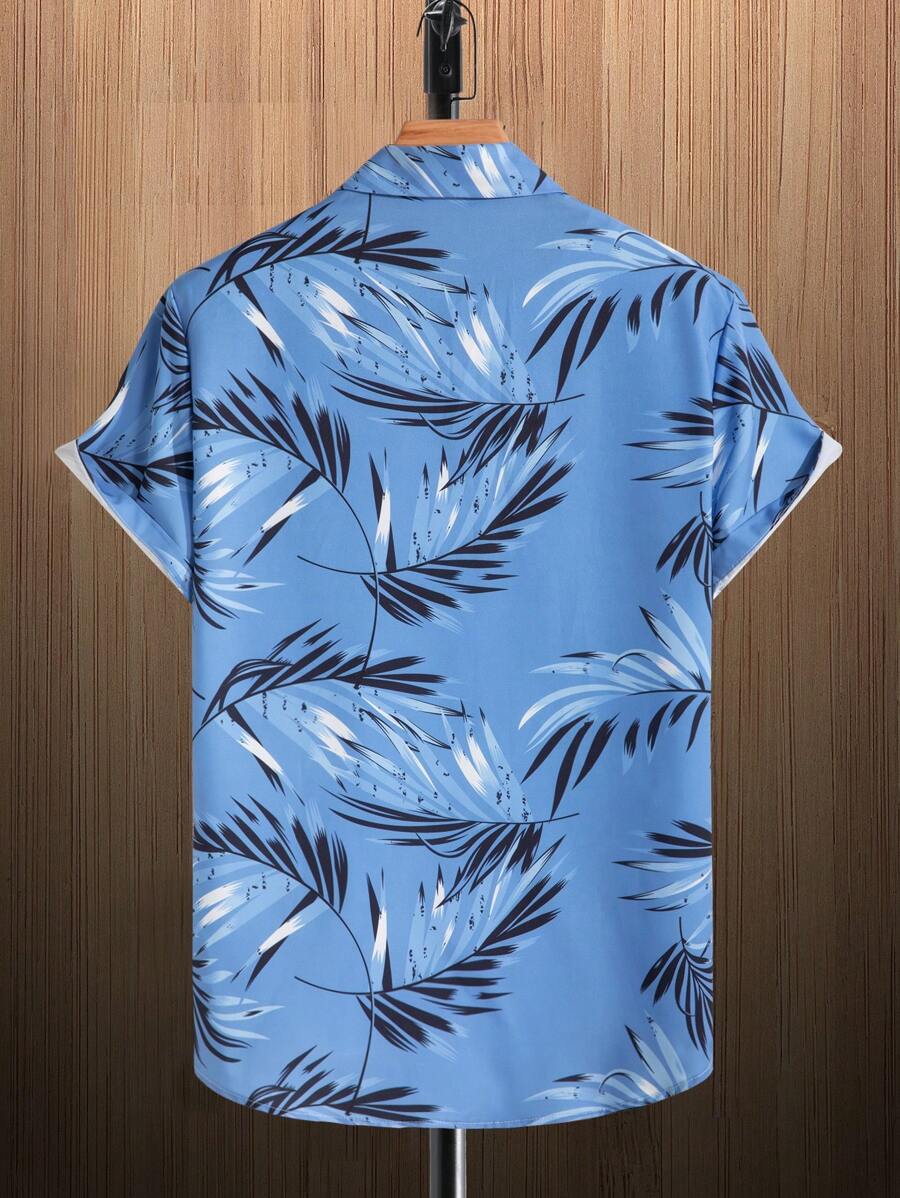 Tropical Print Short Sleeve Shirts-Vacay Outfit