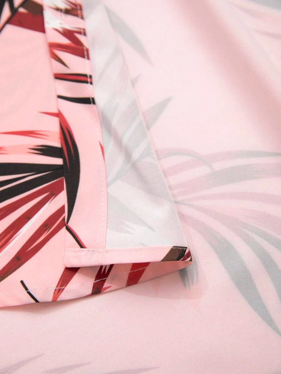 Tropical Print Short Sleeve Shirts-Vacay Outfit