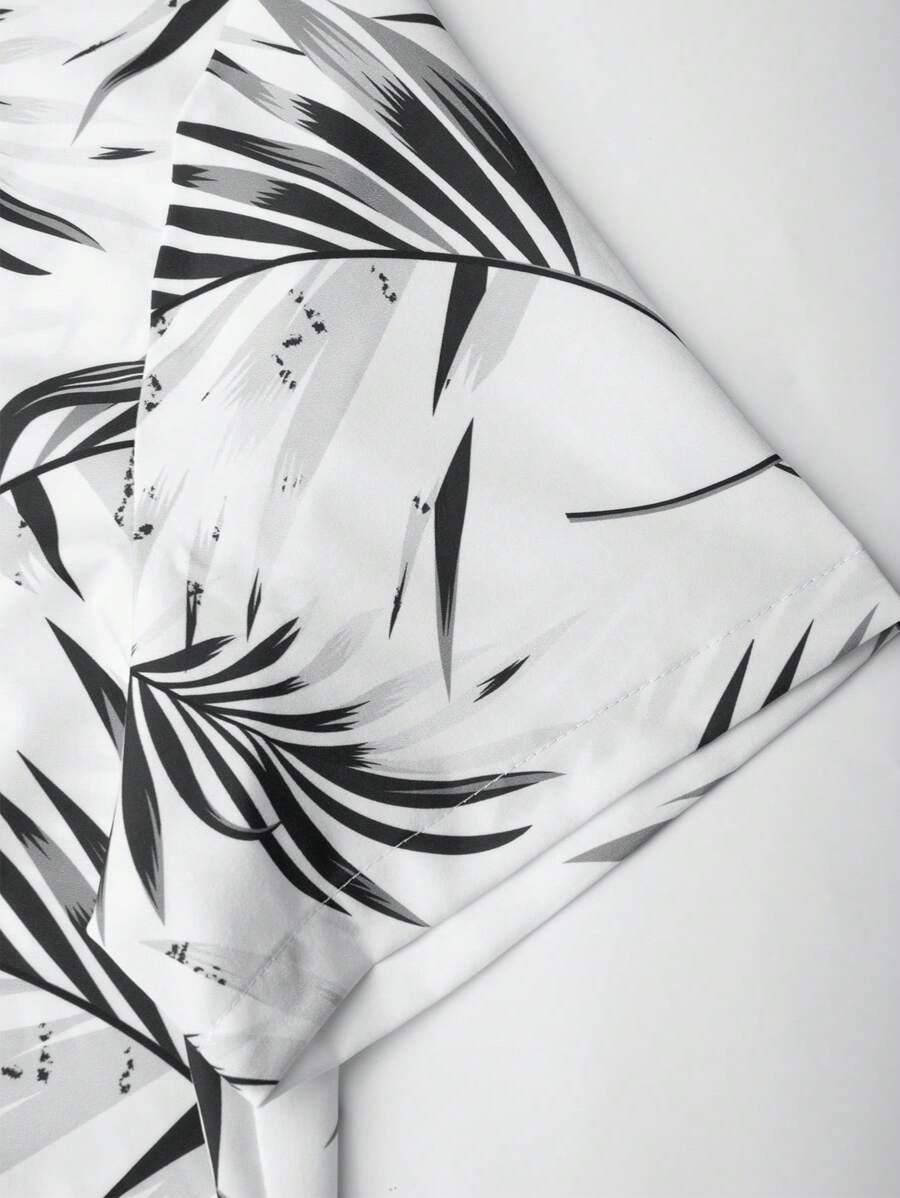 Tropical Print Short Sleeve Shirts-Vacay Outfit