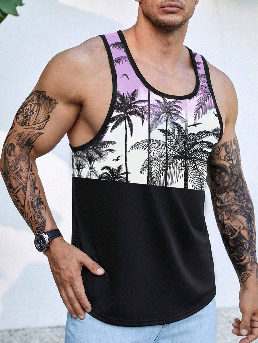 Tropical Print Tank Top-Vacay Outfit