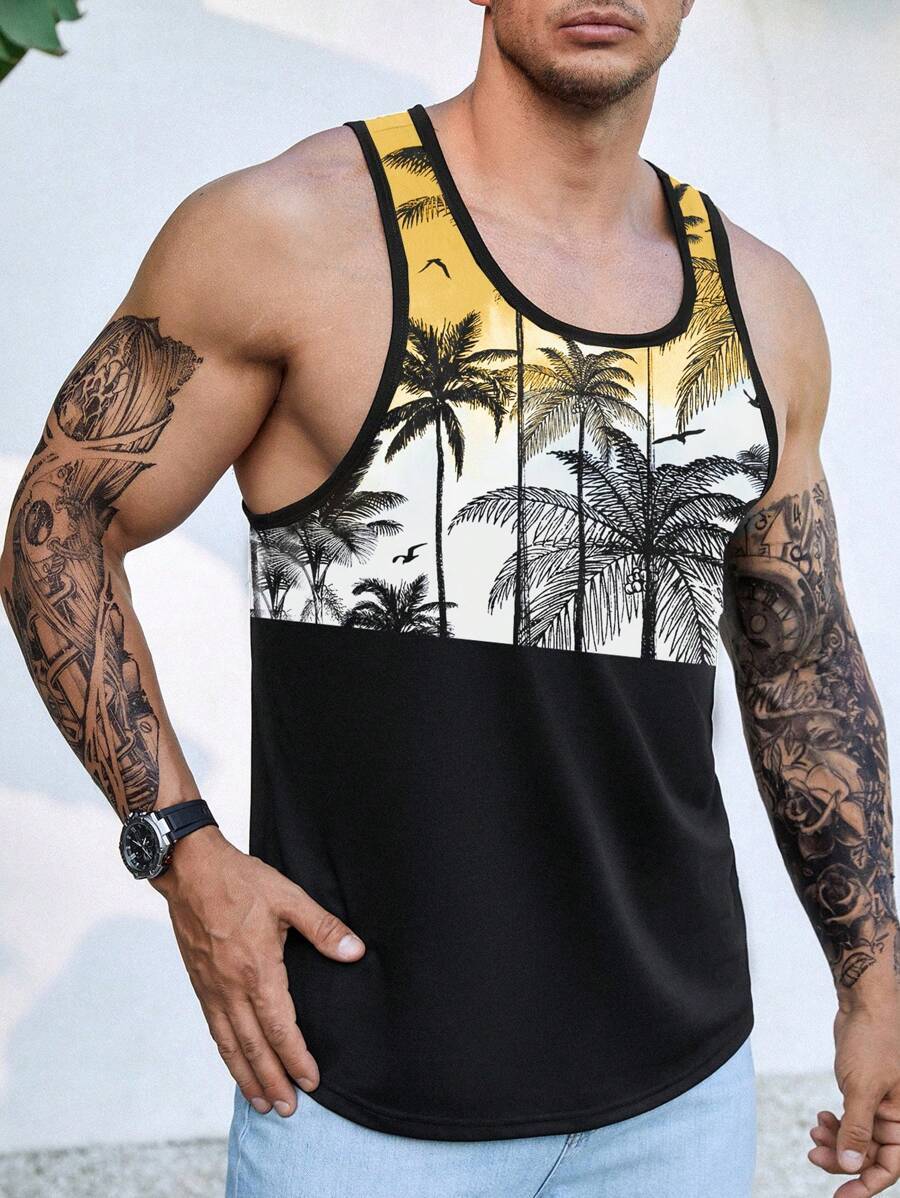 Tropical Print Tank Top-Vacay Outfit