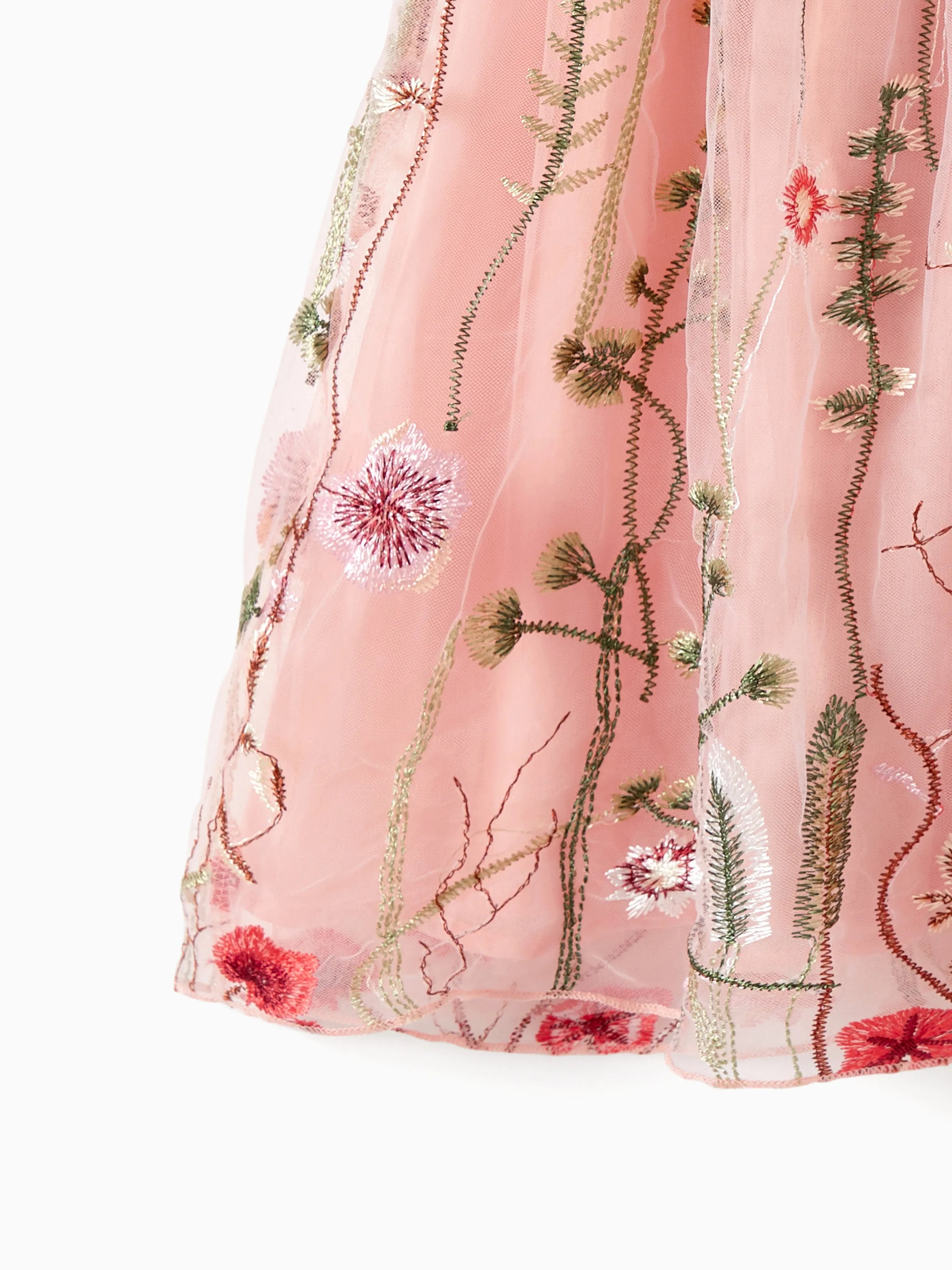 Tulle Strap Dress And Embroidered Cami Tee Family Matching Set-Vacay Outfit