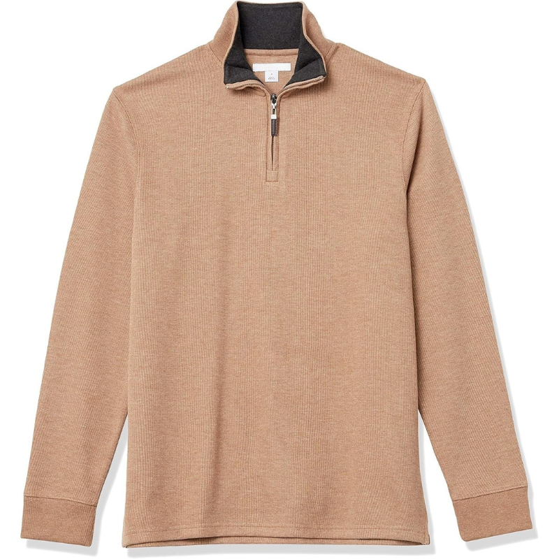 Men's Quarter-Zip French Rib Sweater, Casual Wear