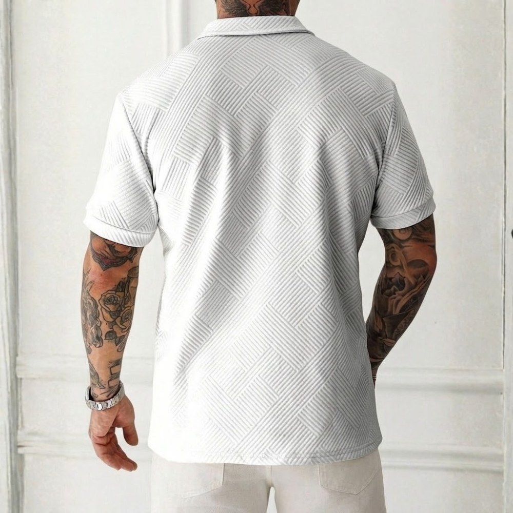 Short Sleeve Zip Up Polo Shirt For Men