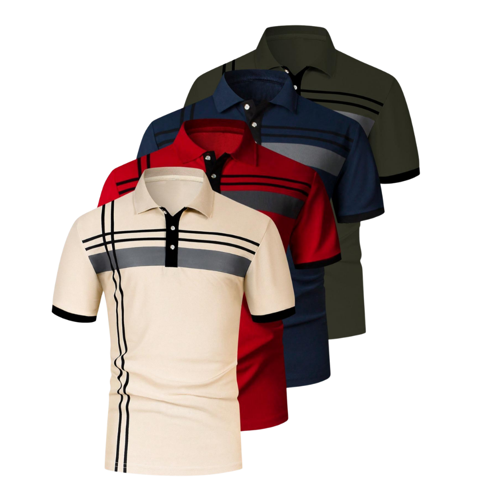 Pack of 3 Casual Striped Printed Short Sleeve Polo T shirt For Men