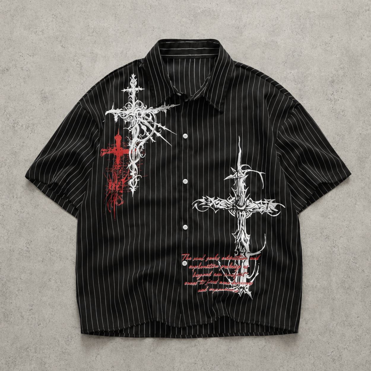 Retro Printed Striped Sleeve Shirt For Men