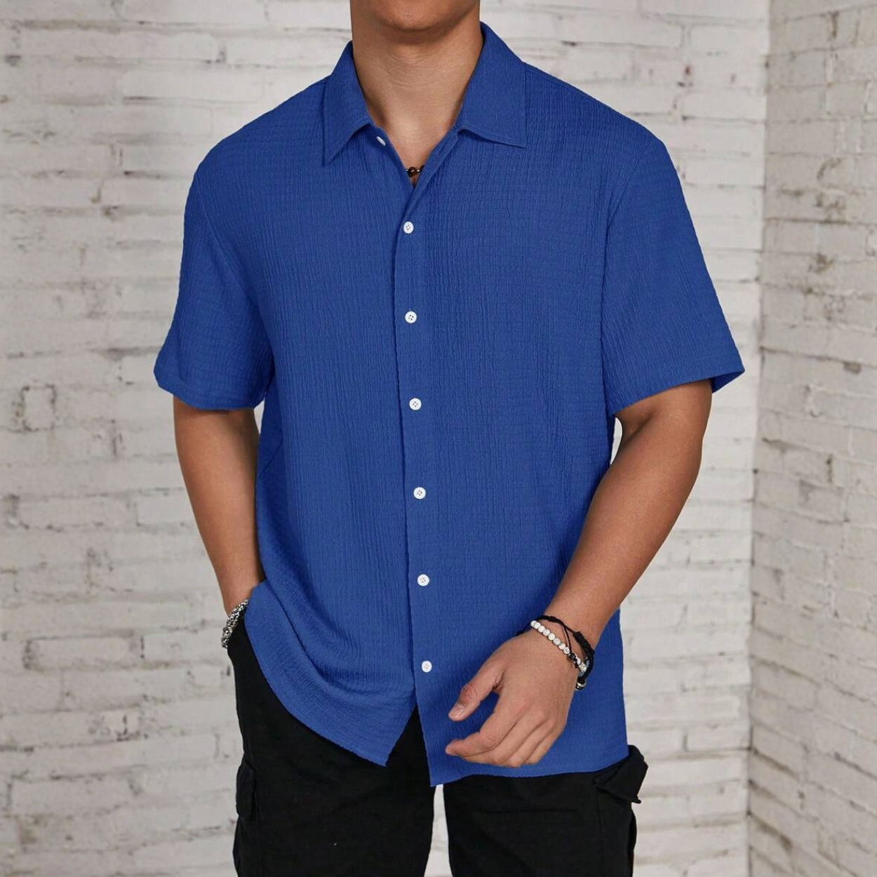 Loose Fit Everyday Button Up Casual Shirt For Men