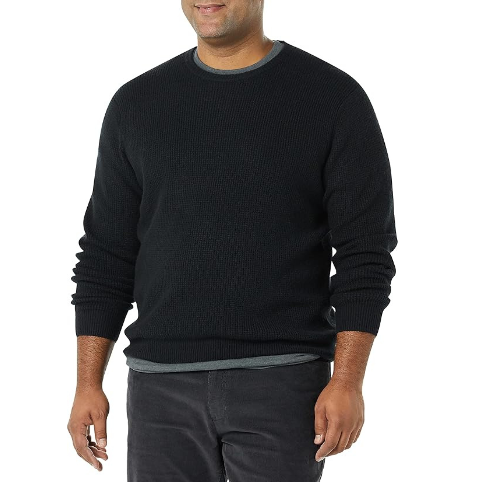 Casual Waffle Texture Long Sleeve Pullover Sweater For Men