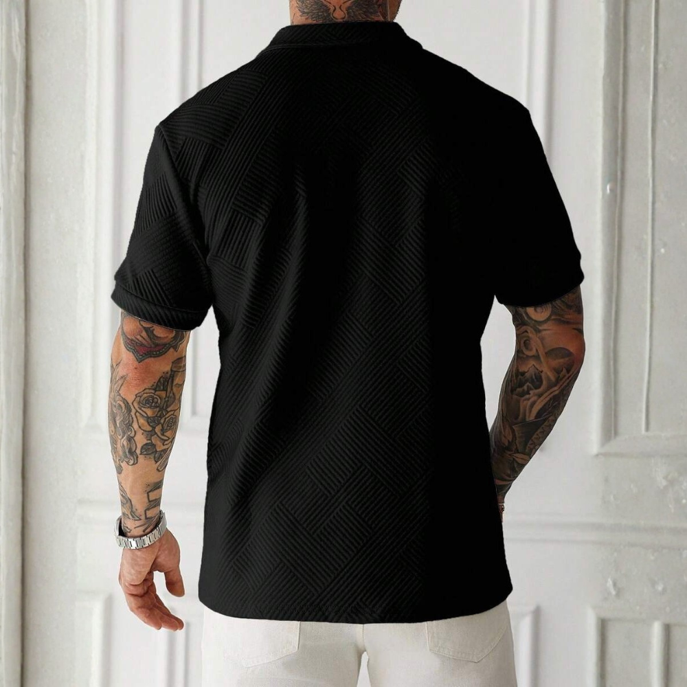 Short Sleeve Zip Up Polo Shirt For Men