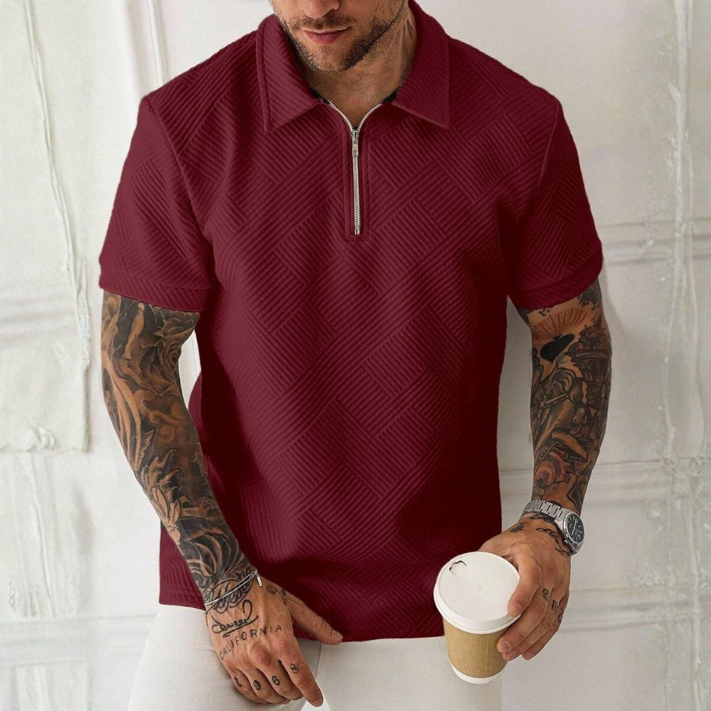 Short Sleeve Zip Up Polo Shirt For Men