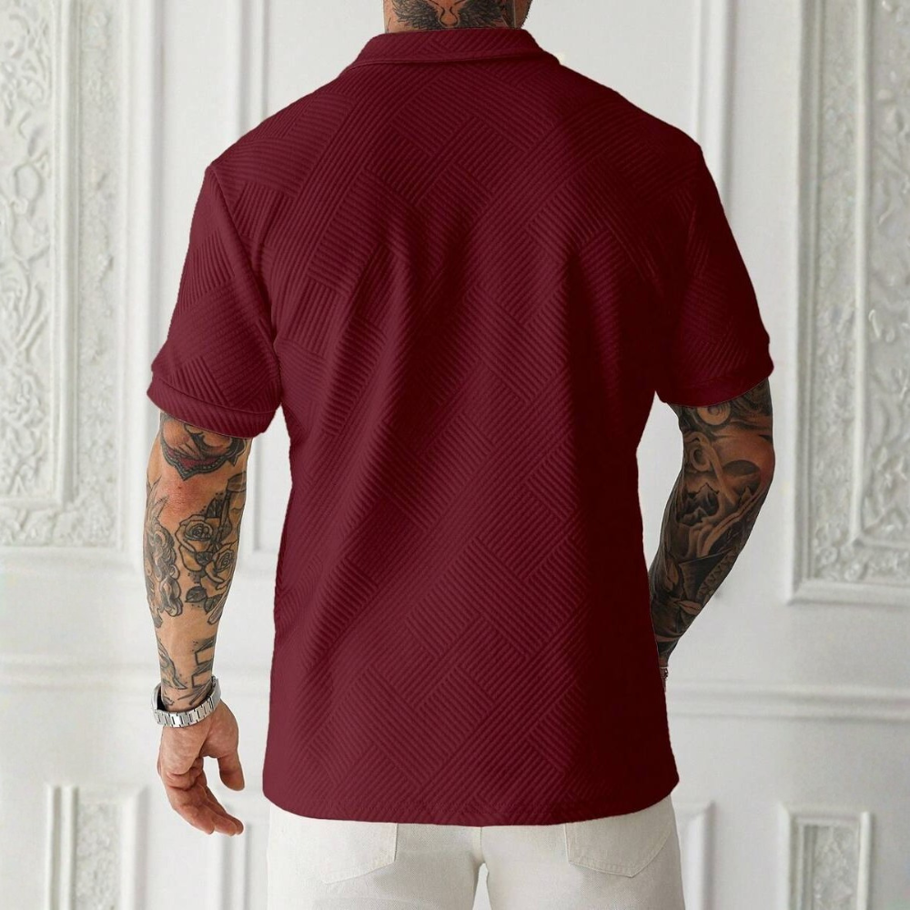 Short Sleeve Zip Up Polo Shirt For Men