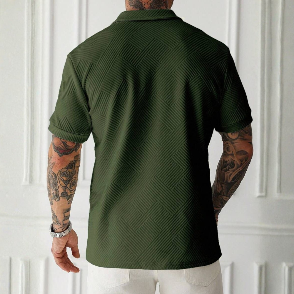 Short Sleeve Zip Up Polo Shirt For Men
