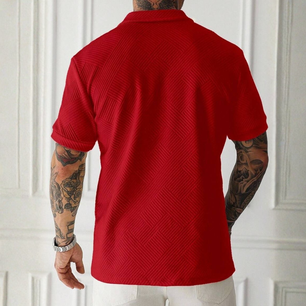 Short Sleeve Zip Up Polo Shirt For Men