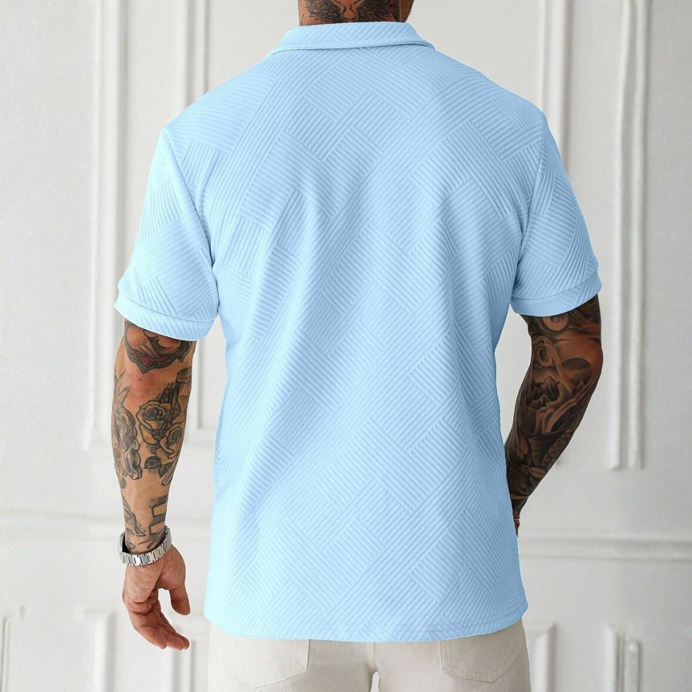 Short Sleeve Zip Up Polo Shirt For Men