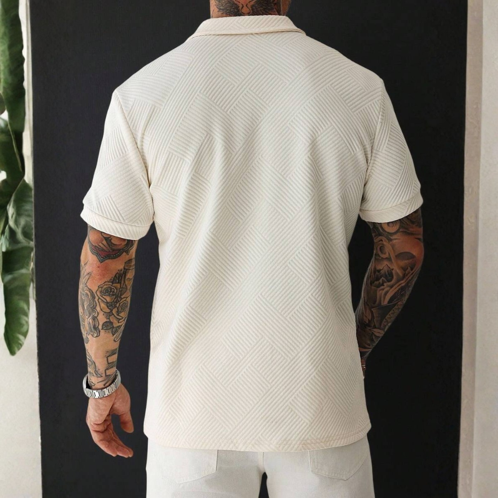 Short Sleeve Zip Up Polo Shirt For Men