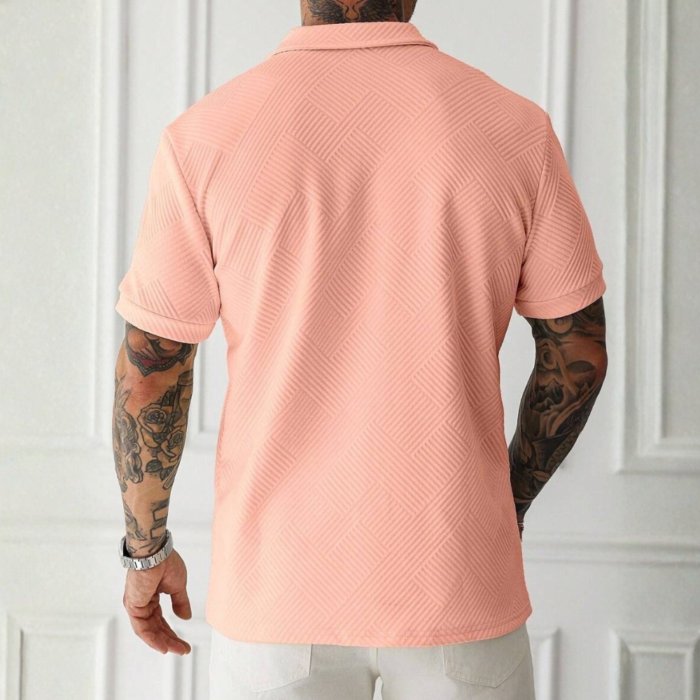 Short Sleeve Zip Up Polo Shirt For Men