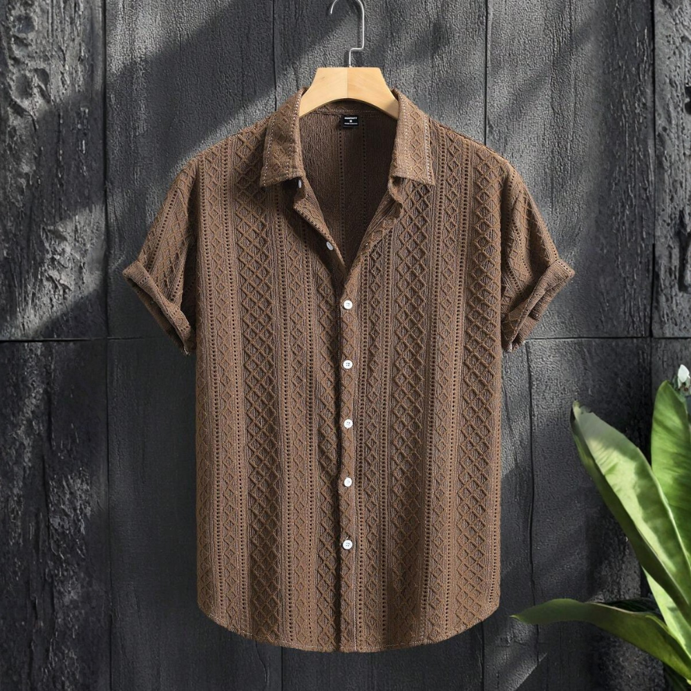 Knitted Argyle Short Sleeve T Shirt For Men