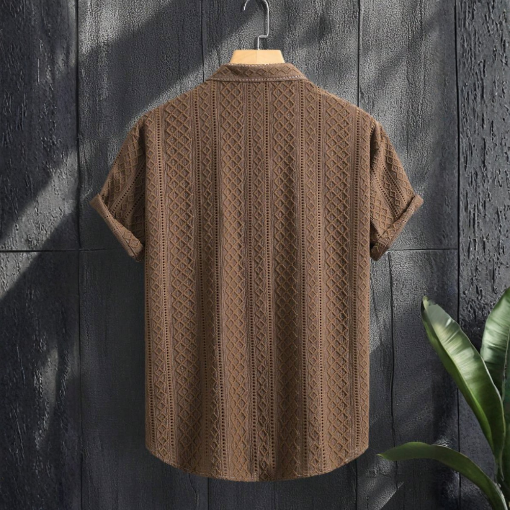 Knitted Argyle Short Sleeve T Shirt For Men