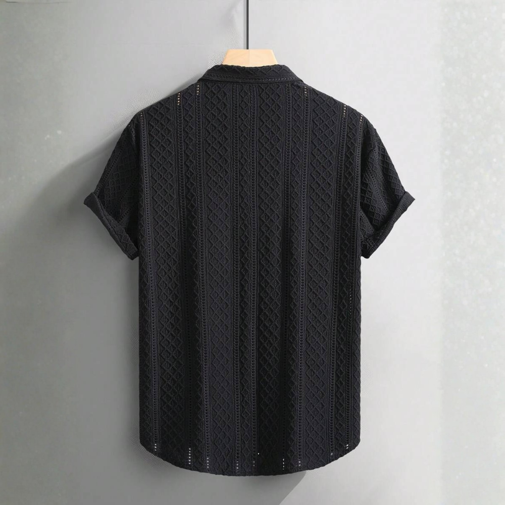 Knitted Argyle Short Sleeve T Shirt For Men