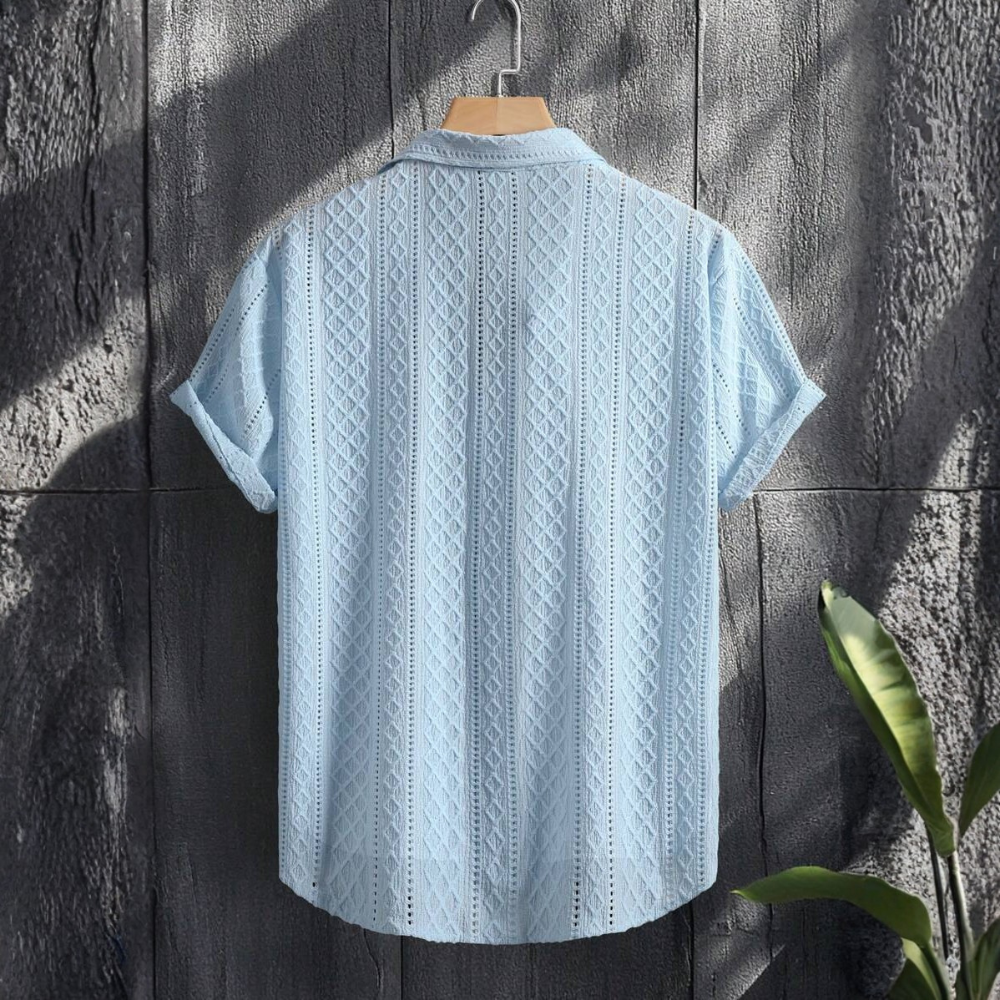 Knitted Argyle Short Sleeve T Shirt For Men