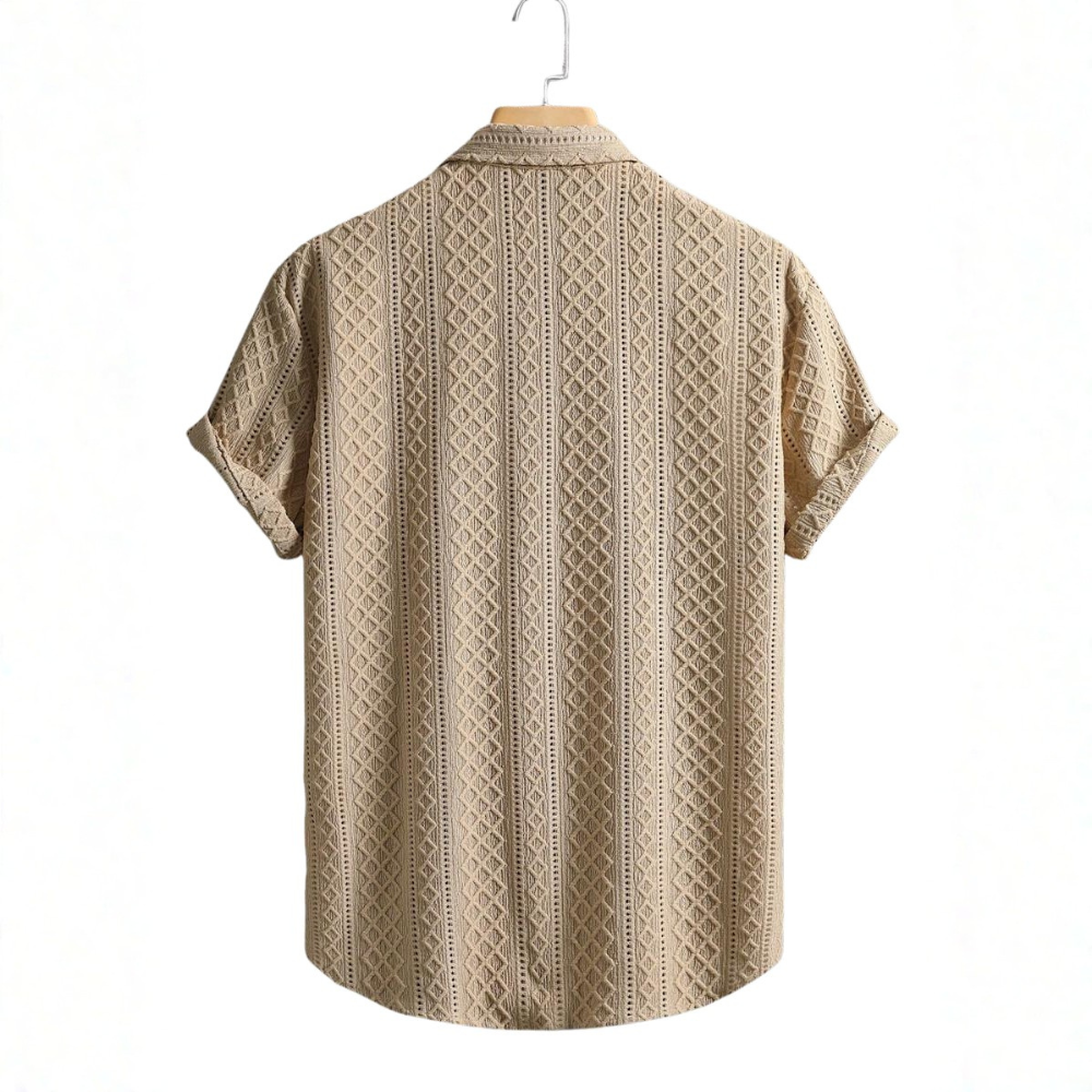 Knitted Argyle Short Sleeve T Shirt For Men