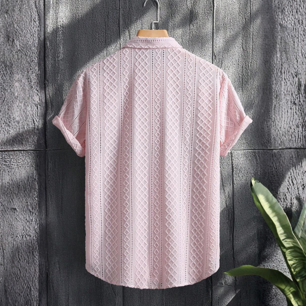 Knitted Argyle Short Sleeve T Shirt For Men