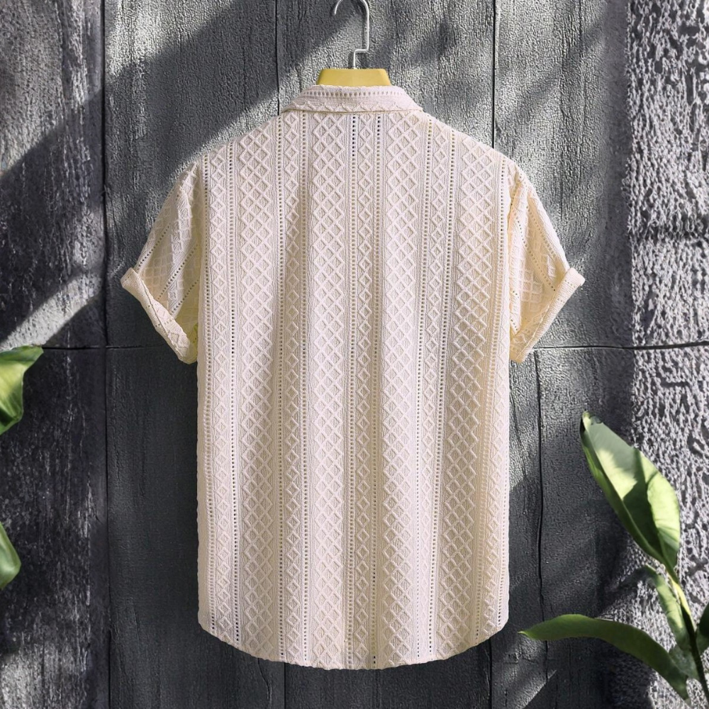 Knitted Argyle Short Sleeve T Shirt For Men