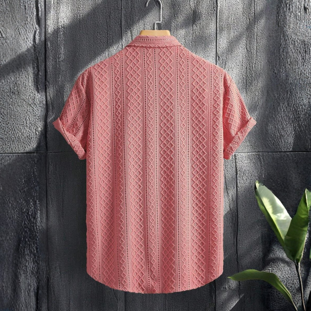 Knitted Argyle Short Sleeve T Shirt For Men
