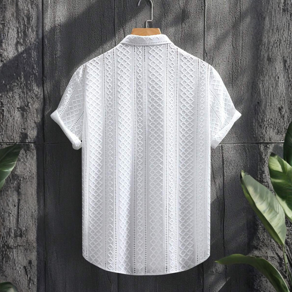 Knitted Argyle Short Sleeve T Shirt For Men