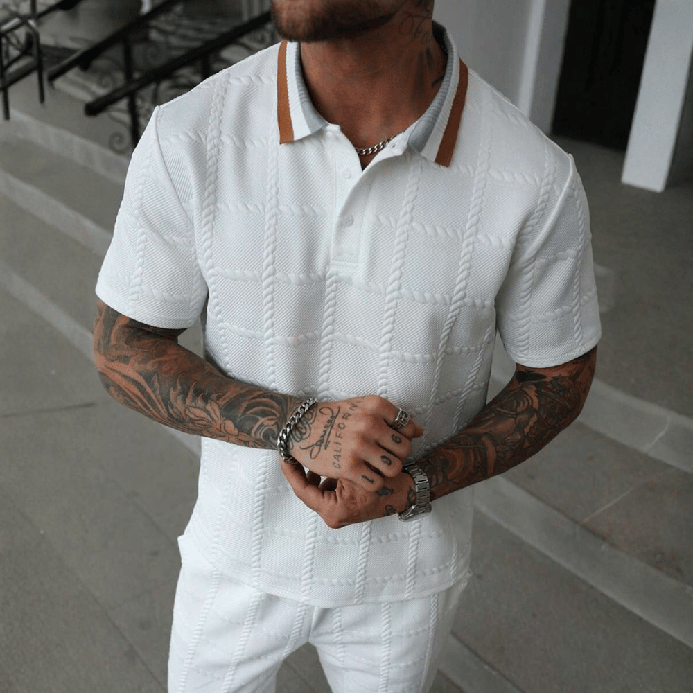 Knitted Buttoned Casual Golf Polo T Shirt For Men