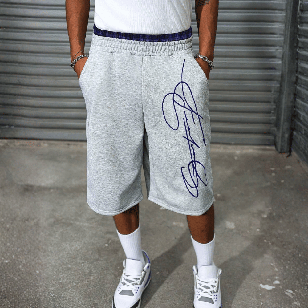 2 In 1 Waistband Patchwork Embroidered Loose Fit Basketball Shorts For Men