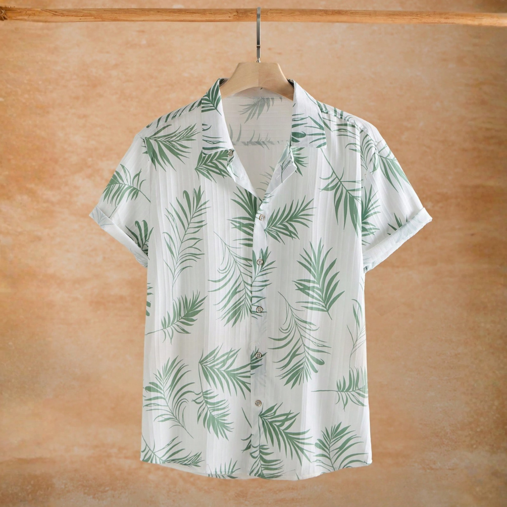 Floral Tree Print Button Up Shirt For Men