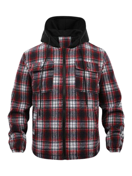 Flannel Hooded Plaid Coat-Vacay Outfit