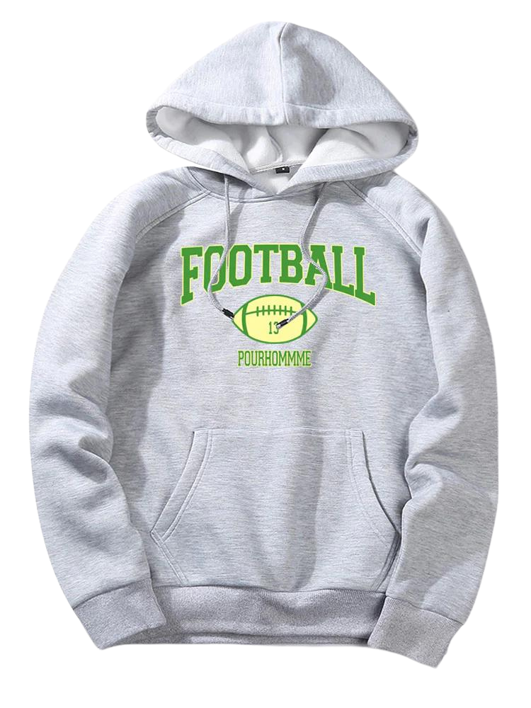Football Print Hoodie-Vacay Outfit