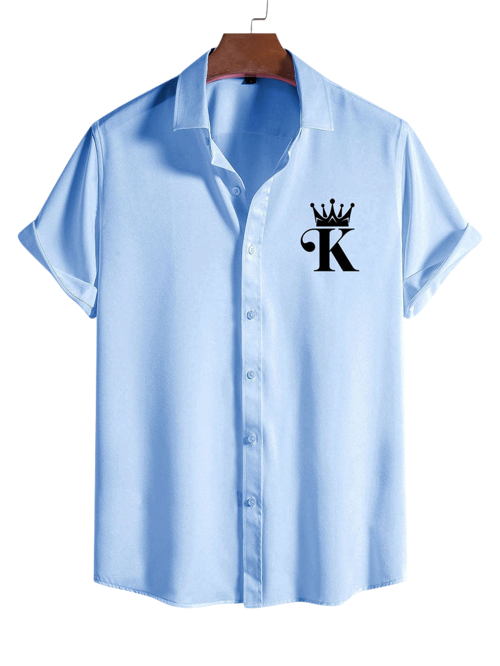 King Print Button Up Shirt-Vacay Outfit