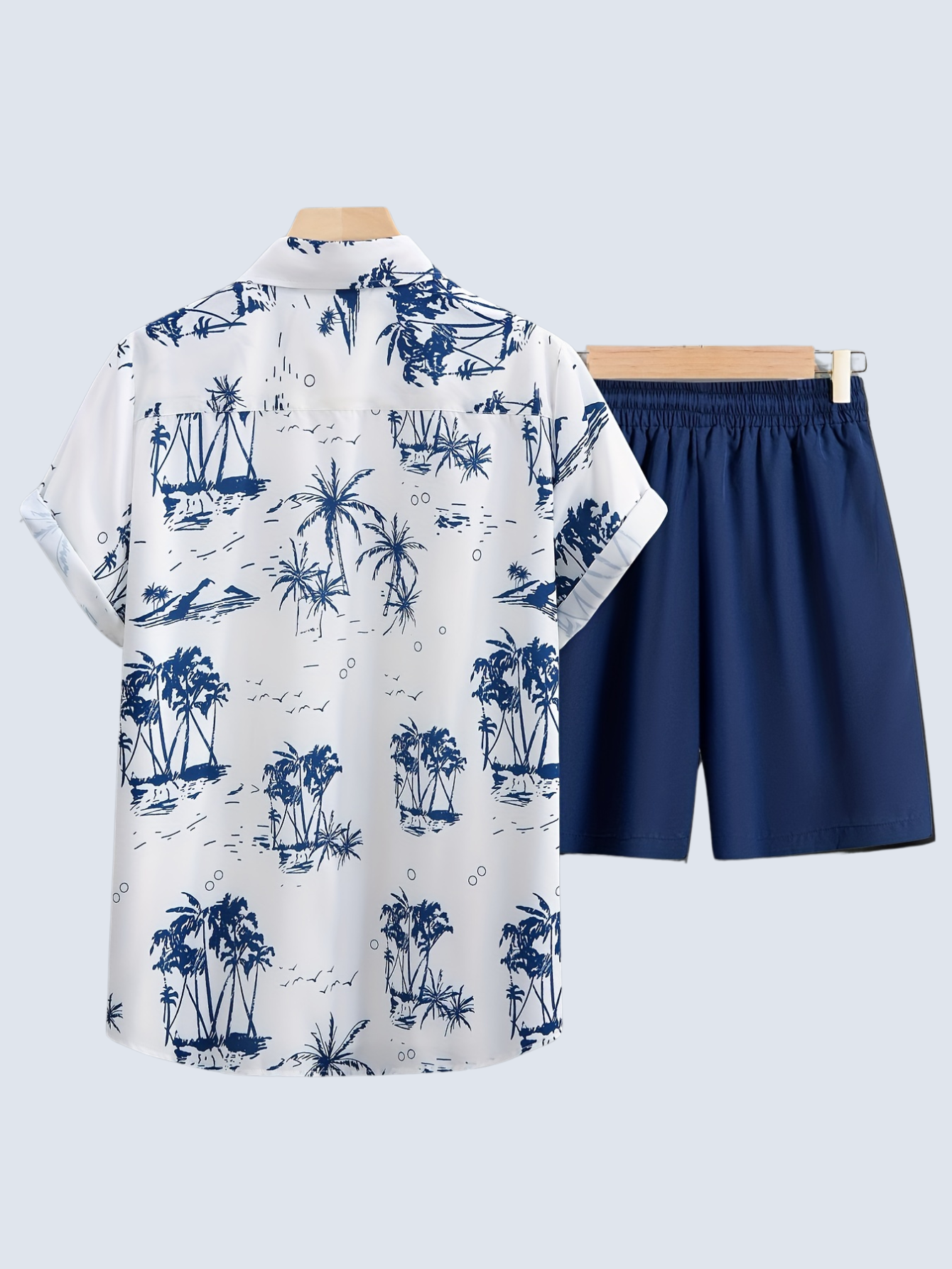 Casual Tree Print Shirt And Shorts Set-Vacay Outfit