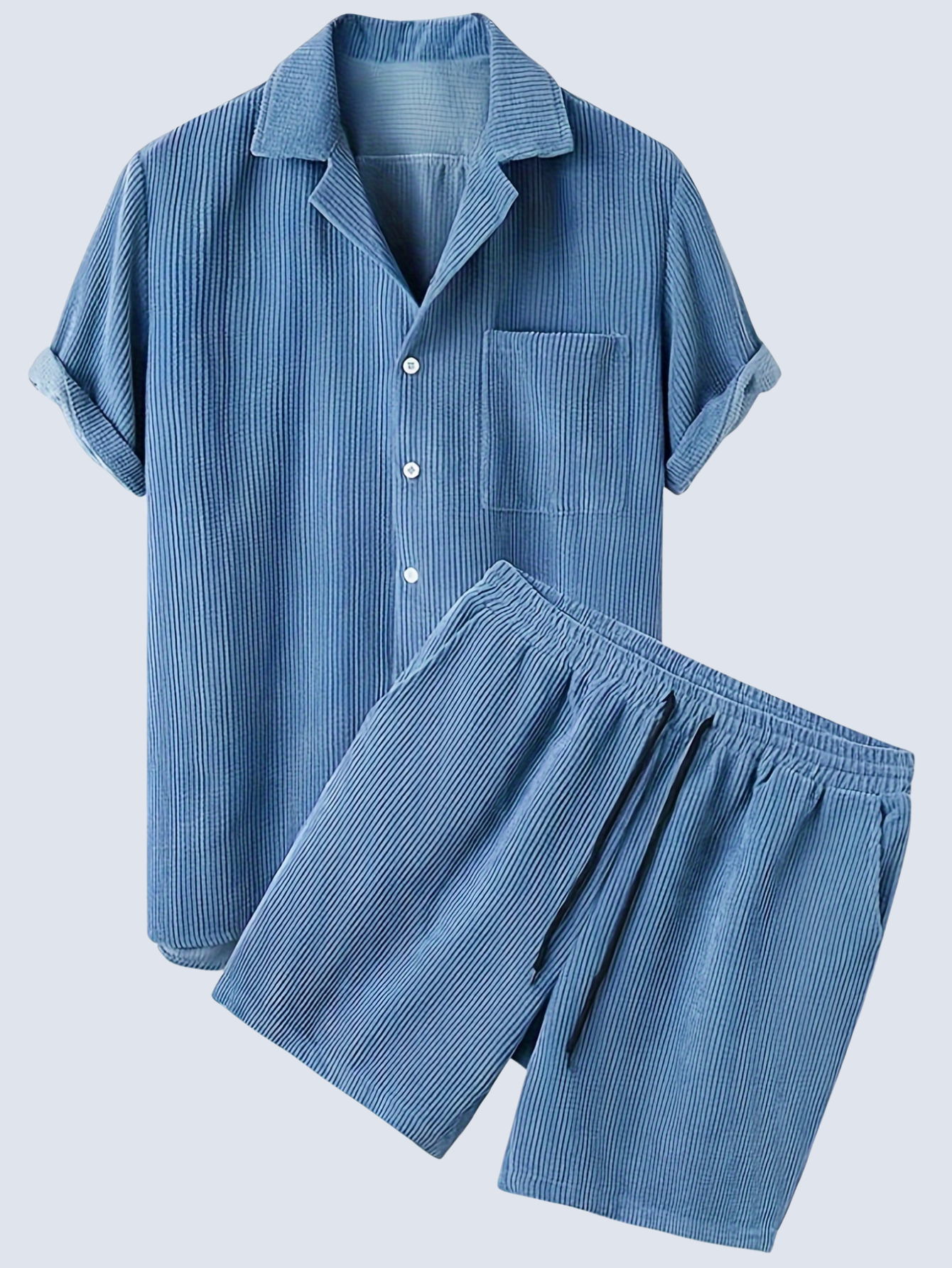 Corduroy Shirt And Shorts 2 Piece Set-Vacay Outfit