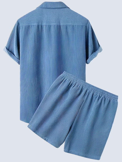 Corduroy Shirt And Shorts 2 Piece Set-Vacay Outfit