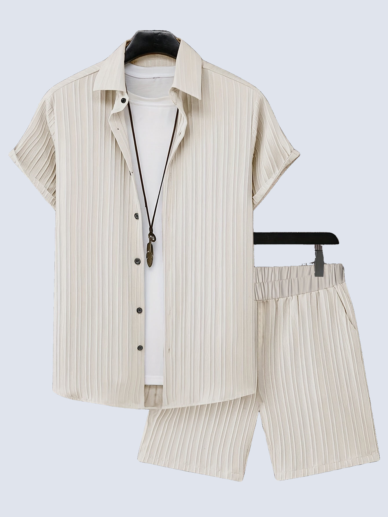 Striped Shirt And Shorts Outfit 2 Piece Set-Vacay Outfit