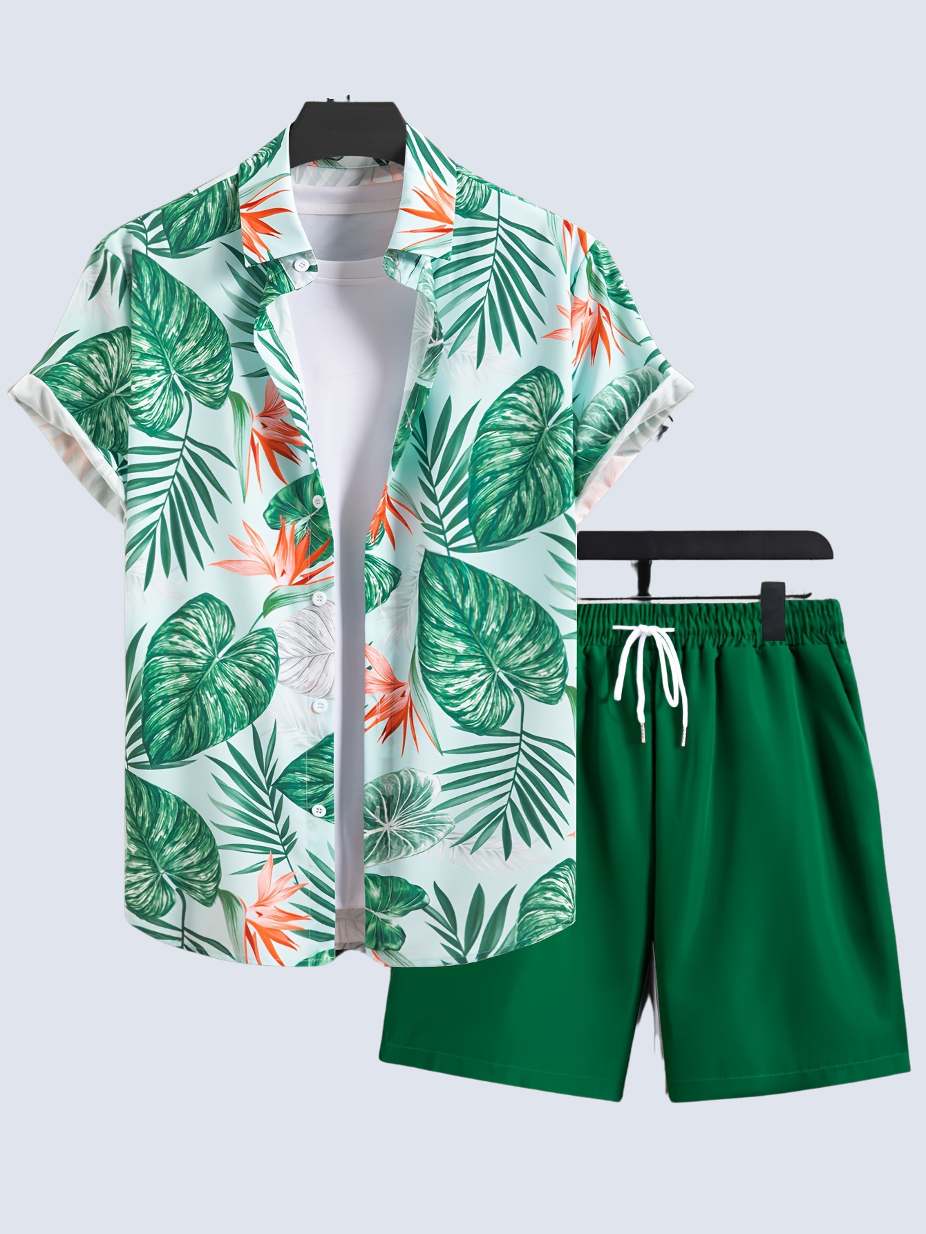Leaf Pattern Hawaiian 2 Piece Set-Vacay Outfit
