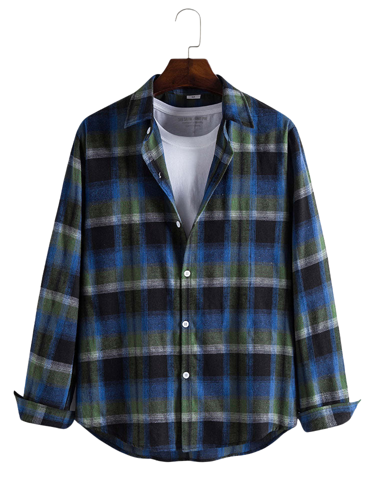 Men's Plaid Button Up Shirt-Vacay Outfit