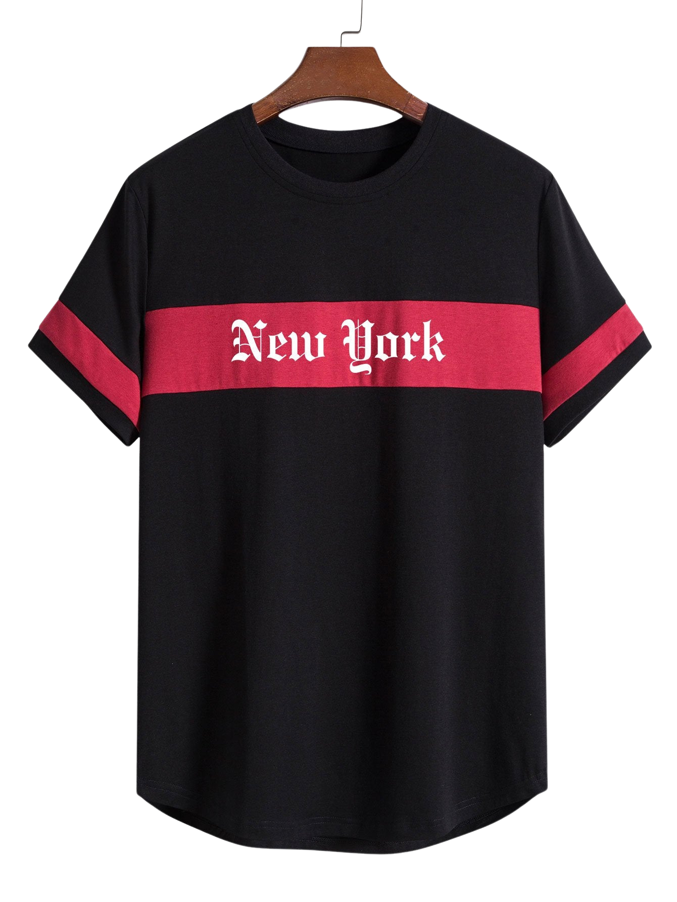 New York Print Patchwork Arc Hem T-Shirt-Vacay Outfit