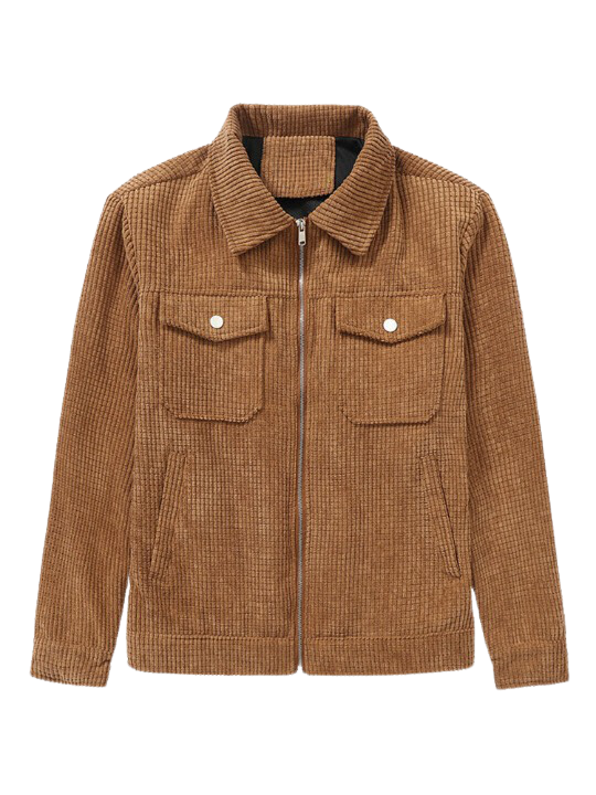 Corduroy Zip Up Jacket-Vacay Outfit